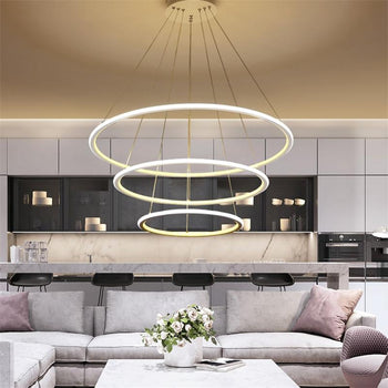 Brightness Modern Simplicity LED Pendant Light Three Rings External White light Inside Warm White