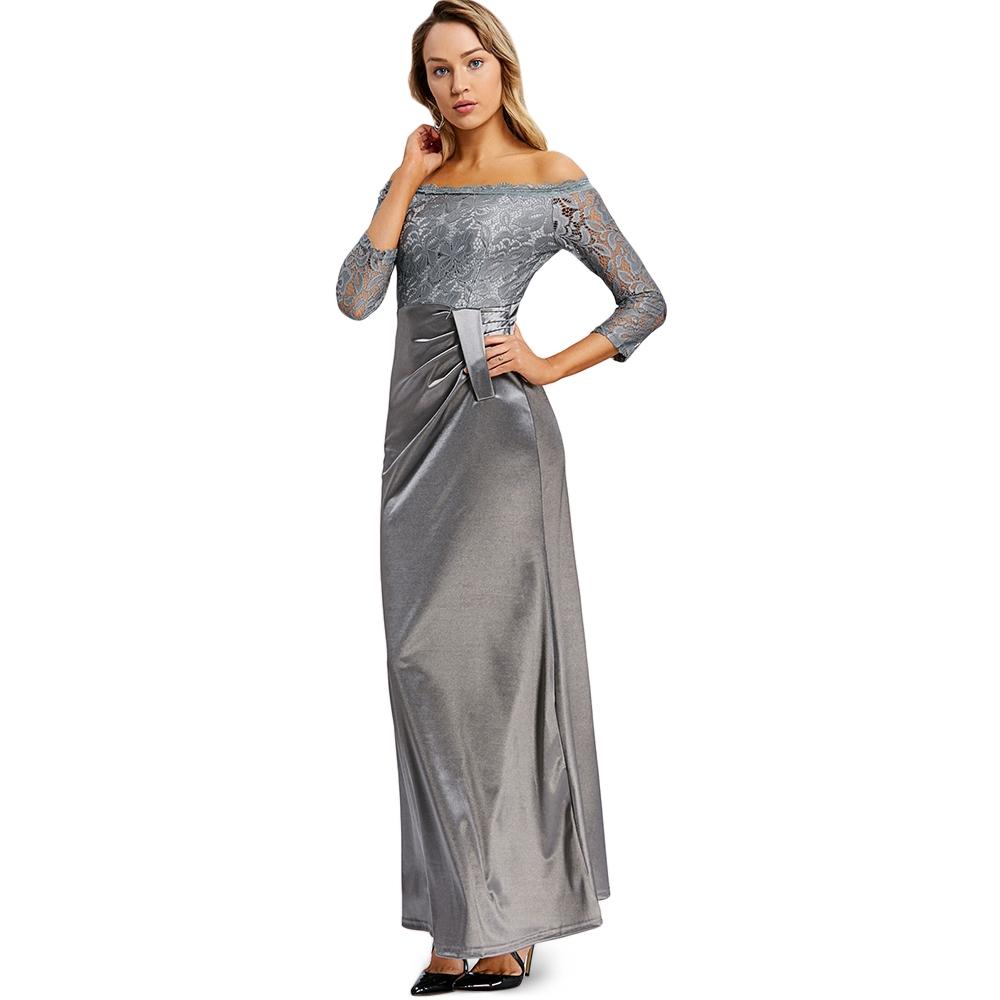 Off The Shoulder Draped Maxi Evening Dress