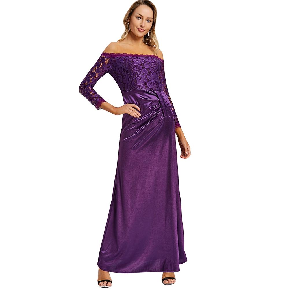 Off The Shoulder Draped Maxi Evening Dress