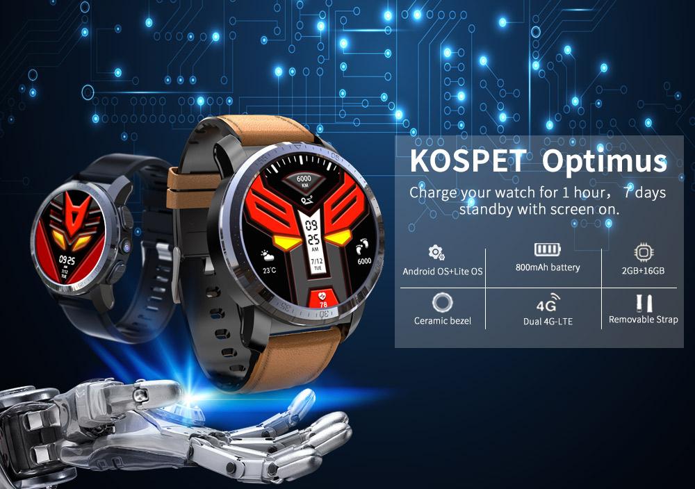 Kospet Dual System / Android 7.1.1 System / Sports Management / 8.0MP Camera / 2GB RAM / 16GB ROM Smart Watch