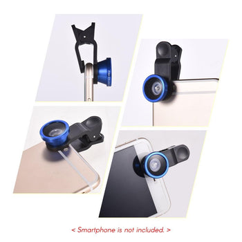 Universal Clip Lens Kit 180° Mobile Phone Fisheye Lens 0.67× Wide Angle Lens Macro Lens 3 in 1 with Clip for iPhone Samsung Huawei Smartphone Lens Mobile Photography Accessories