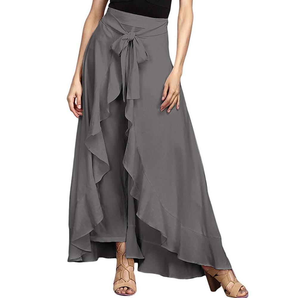 Ruffle Waist Tie Skirt Pants