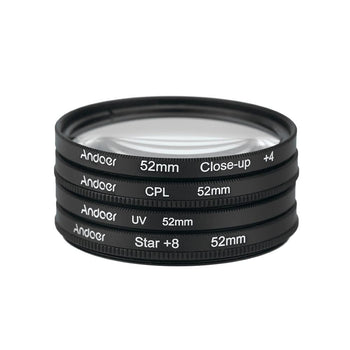 Andoer 52mm UV+CPL+Close-Up+4 +Star 8-Point Filter Circular Filter Kit Circular Polarizer Filter Macro Close-Up Star 8-Point Filter with Bag for Nikon Canon Pentax Sony DSLR Camera