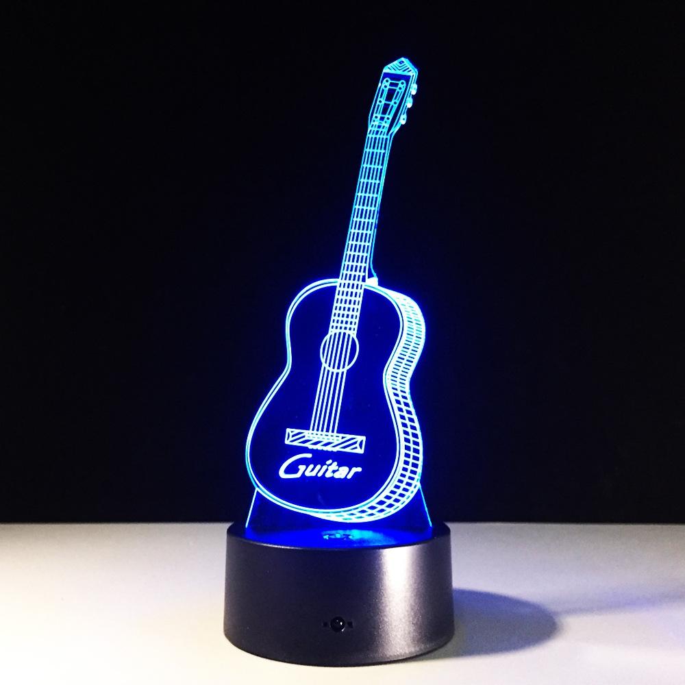 Yeduo New Action Figure 7 Colors Guitar 3D Visual Led Night Lights As Bedroom Table Lamp Best Gifts for Kids Friends Acrylic