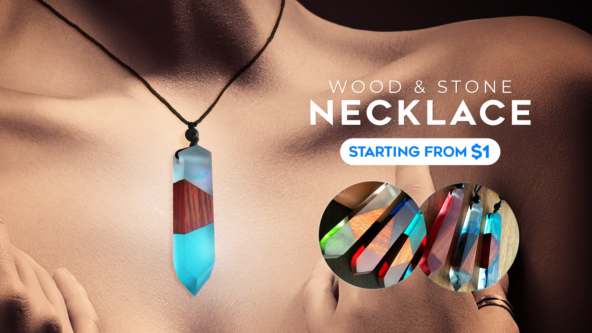 Color Jewelry Fashion Colored Resin Wood Pendant Rope Chain Necklace