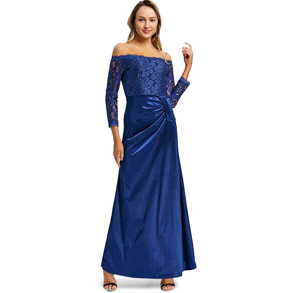 Off The Shoulder Draped Maxi Evening Dress