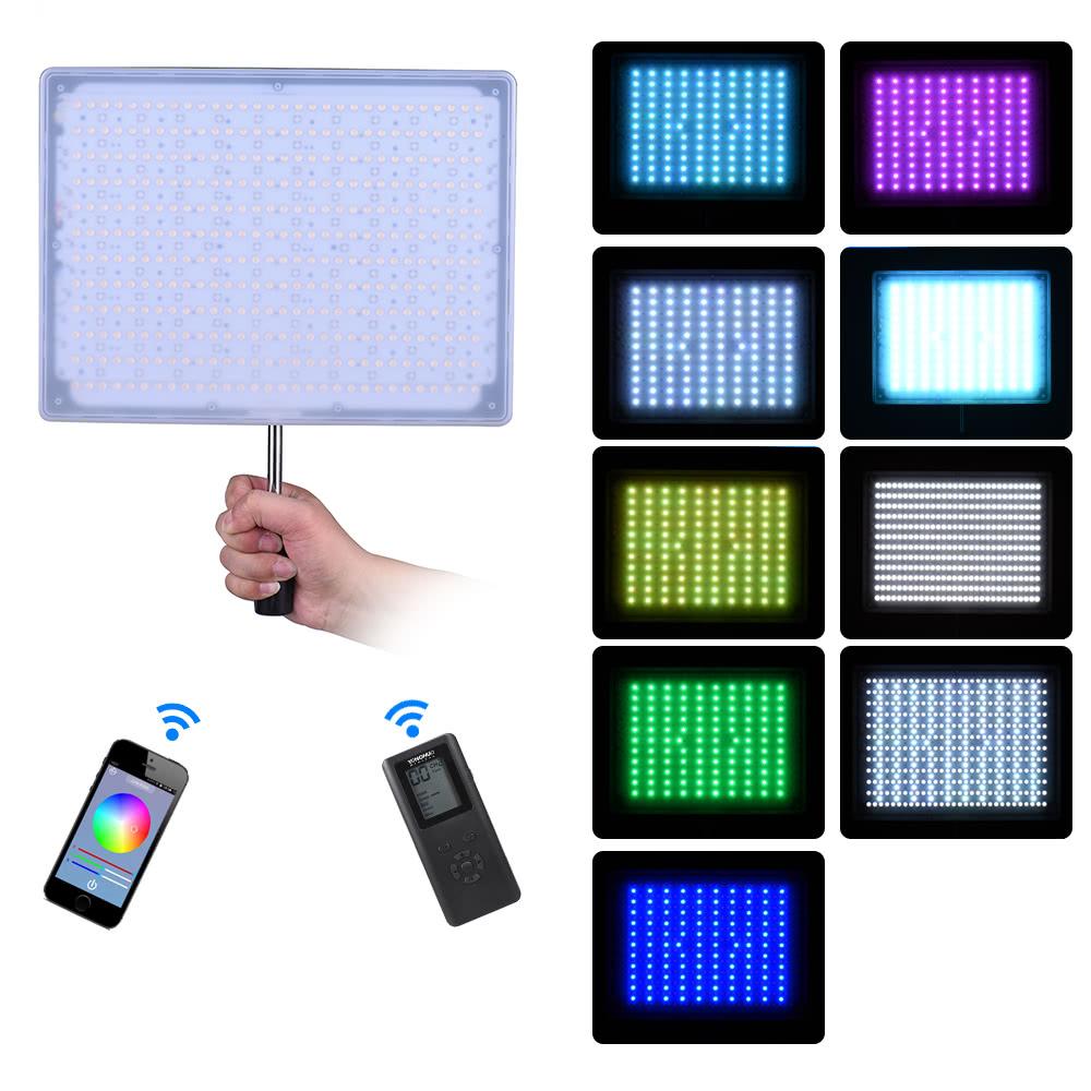 YONGNUO YN600 RGB Professional 5500K+RGB LED Video Light Soft Light Slim & Light Design Adjustable Brightness CRI≥95 with Remote Controller Support APP Remote Control Studio Lighting