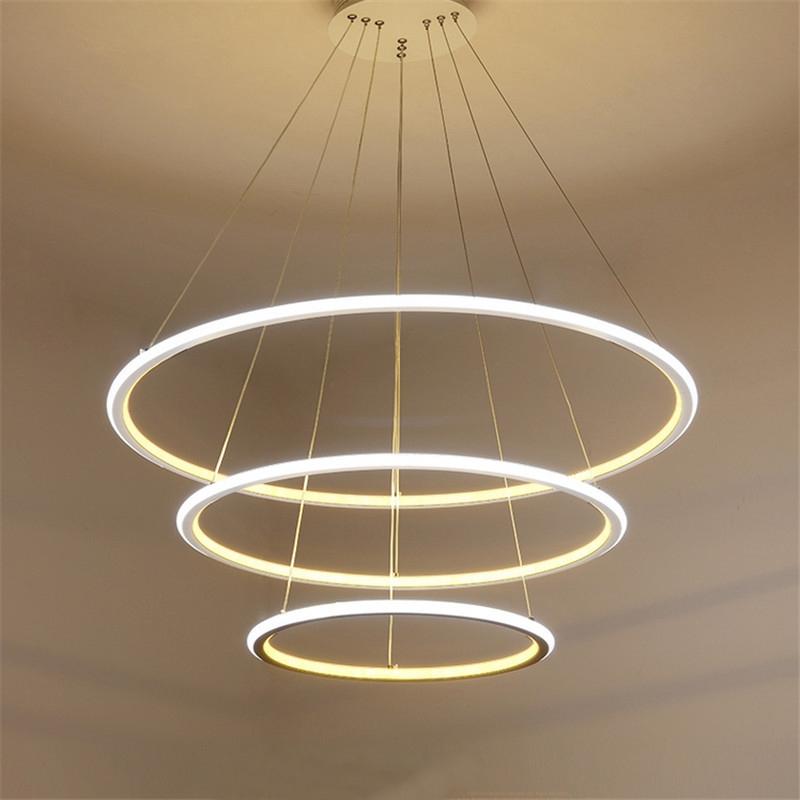 Brightness Modern Simplicity LED Pendant Light Three Rings External White light Inside Warm White