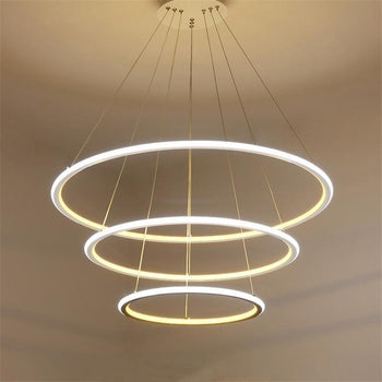 Brightness Modern Simplicity LED Pendant Light Three Rings External White light Inside Warm White