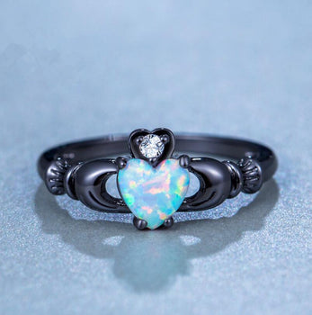 Fire Opal Heart Ring