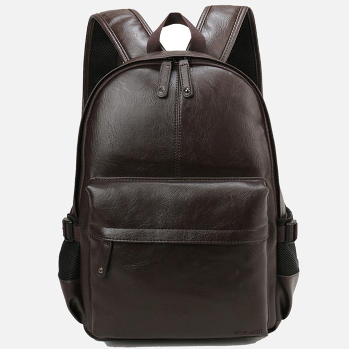 VORMOR Brand Men Backpack Leather School Backpack Bag For College Waterproof Travel Bag Men Casual Daypacks mochila male New