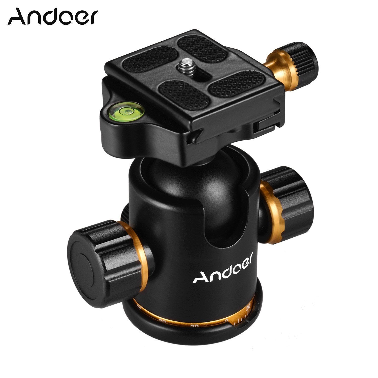 Andoer Aluminium Alloy Panoramic Tripod Ball Head Ballhead Mount Adapter 360° Rotating with Quick Release Plate 3kg/6.6lbs Load Capacity