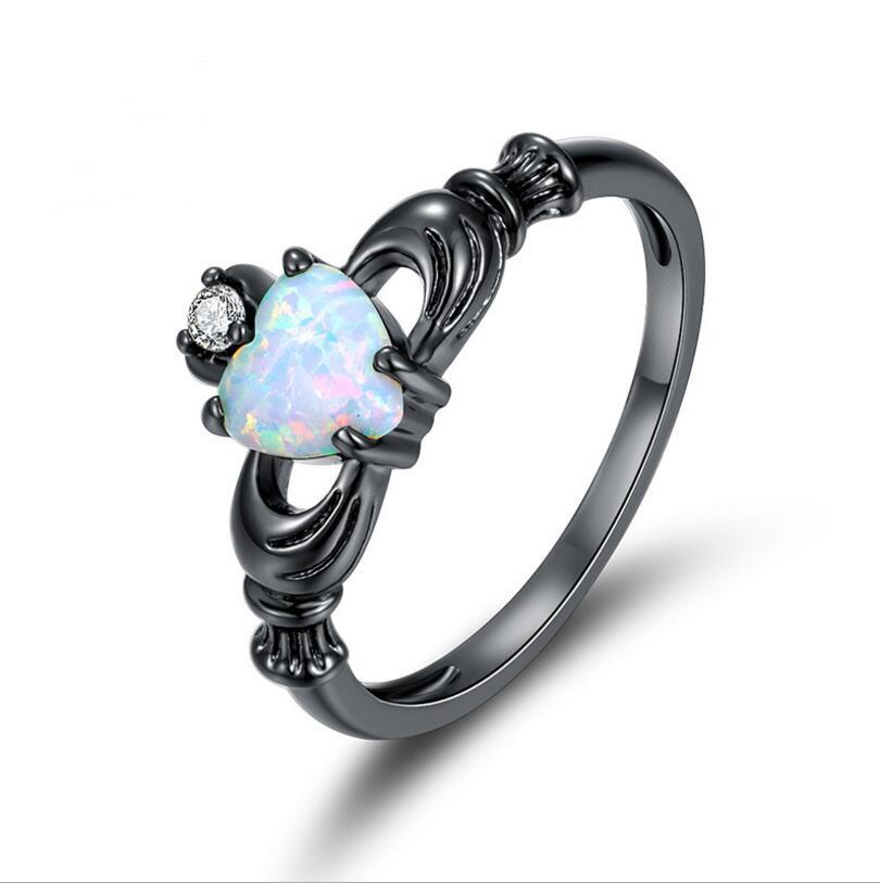 Fire Opal Heart Ring