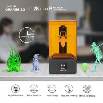 Longer Orange 30 3D Printer Upgraded Resin with 2K High-resolution Parallel LED Lighting 4.7 x 2.7 x 6.7 inch Large Printing Size Full Metal Body