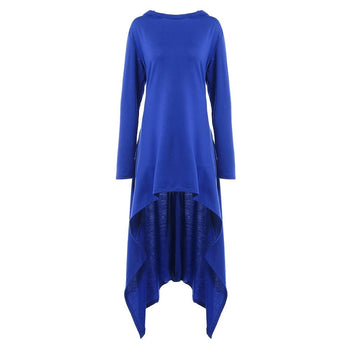 High Low Hooded Dress with Long Sleeves