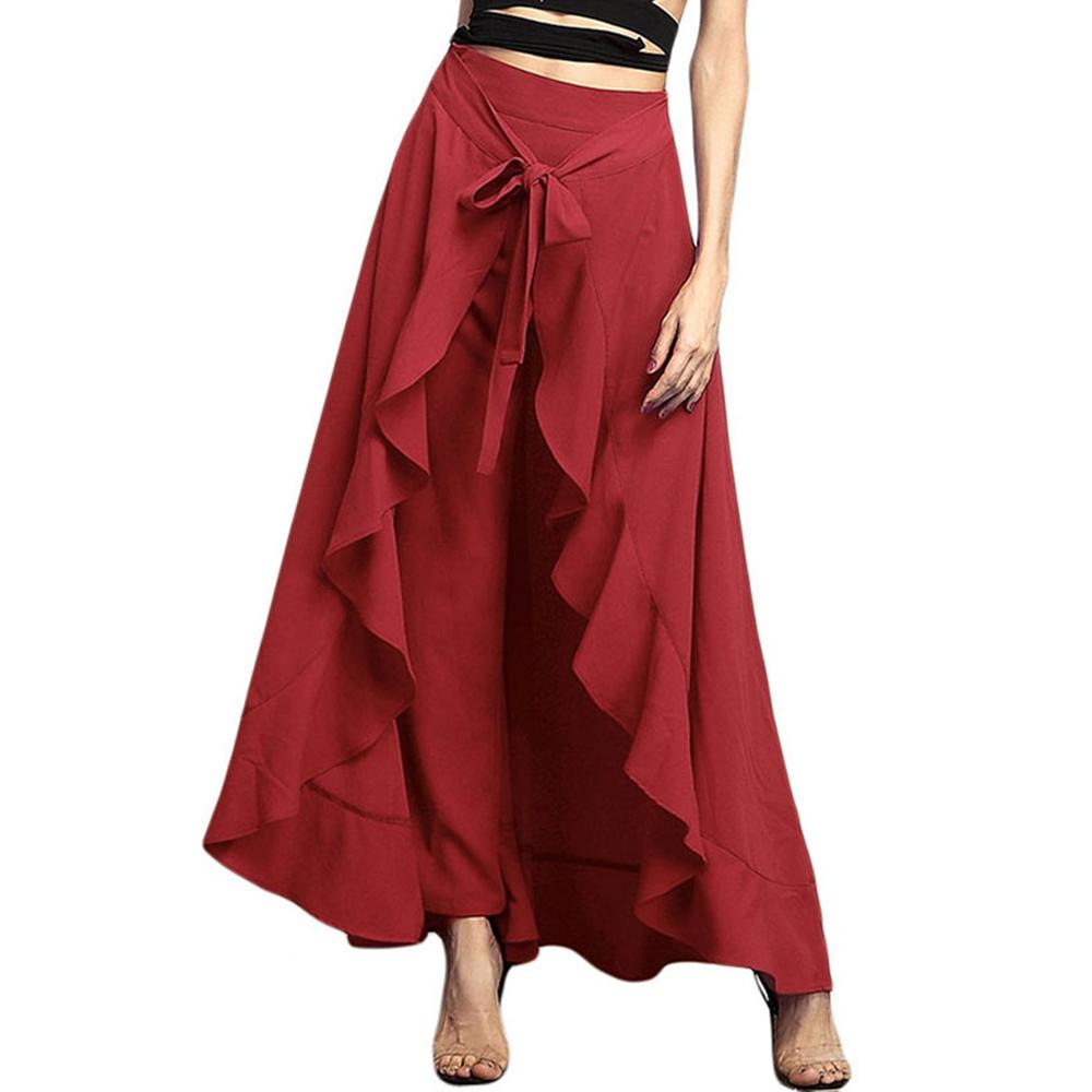 Ruffle Waist Tie Skirt Pants