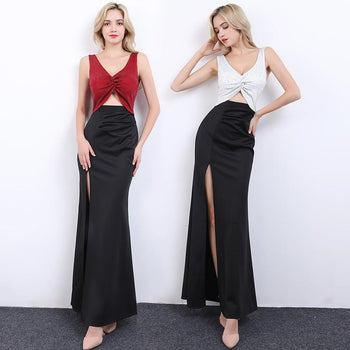 Nightclub work evening dress slit dress