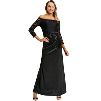 Off The Shoulder Draped Maxi Evening Dress