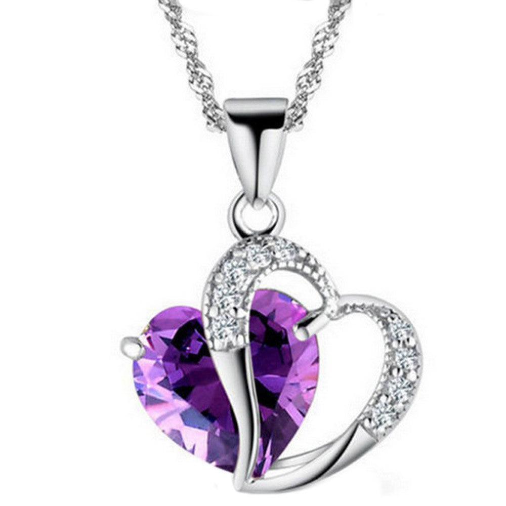 Necklace heart-shaped zircon crystal necklace