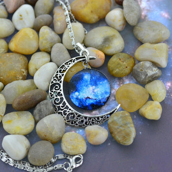 Antique Vintage Moon Time Necklace Sweater Chain Pendant Jewelry