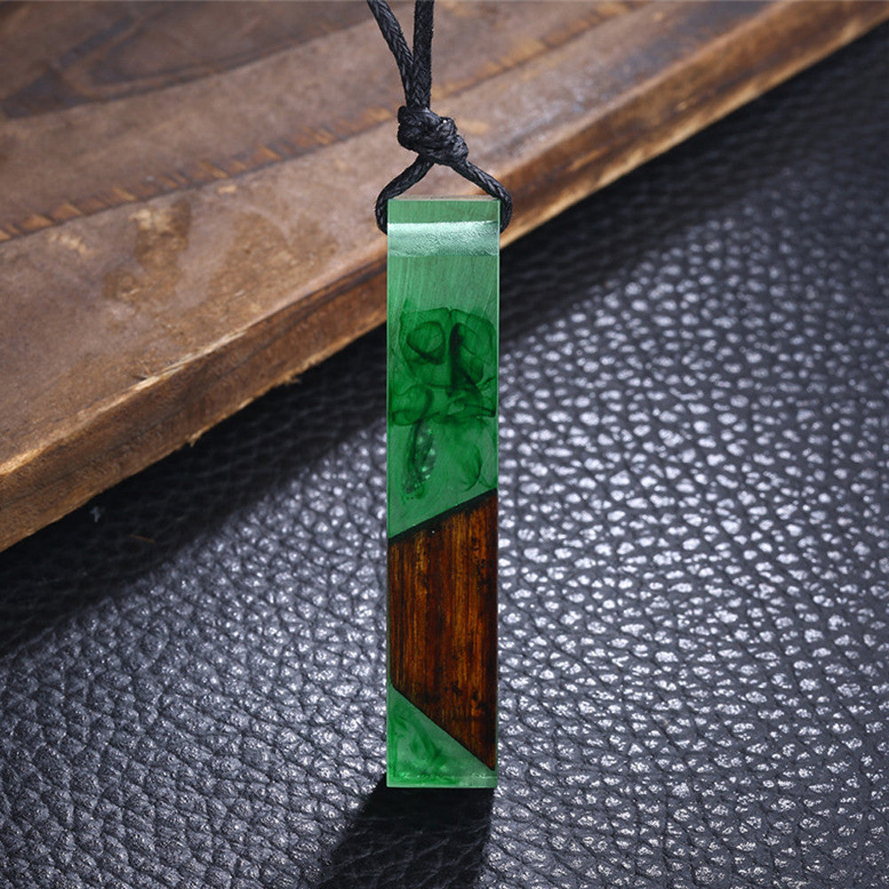 Color Jewelry Fashion Colored Resin Wood Pendant Rope Chain Necklace