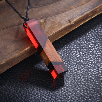 Color Jewelry Fashion Colored Resin Wood Pendant Rope Chain Necklace