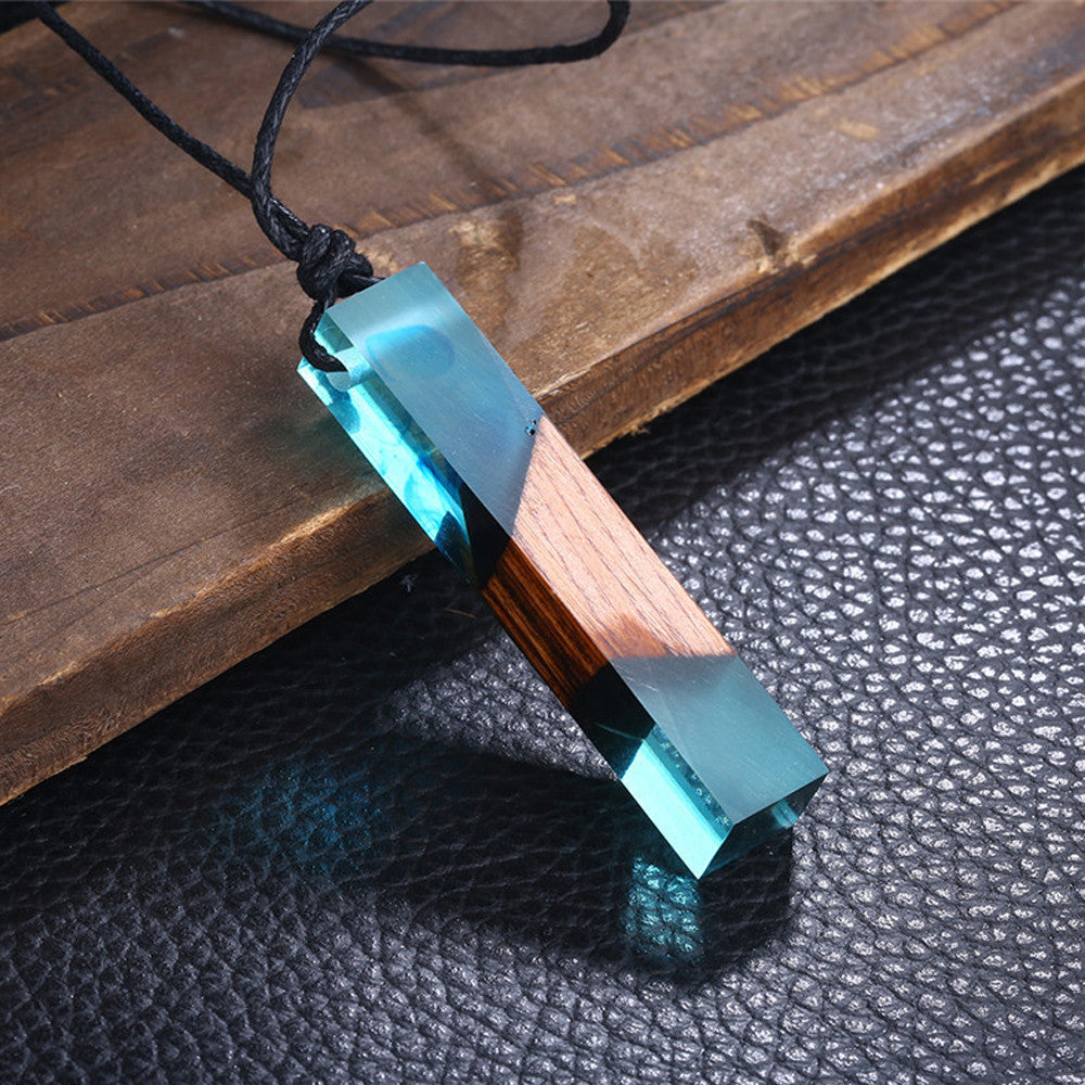 Color Jewelry Fashion Colored Resin Wood Pendant Rope Chain Necklace