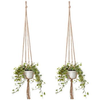 2PCS 47 Inches Plant Flower Hanger Macrame Jute for Indoor Outdoor Ceiling Deck Balcony Round and Square Pots