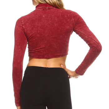 Women's Crop Turtle Neck Long Sleeve Top